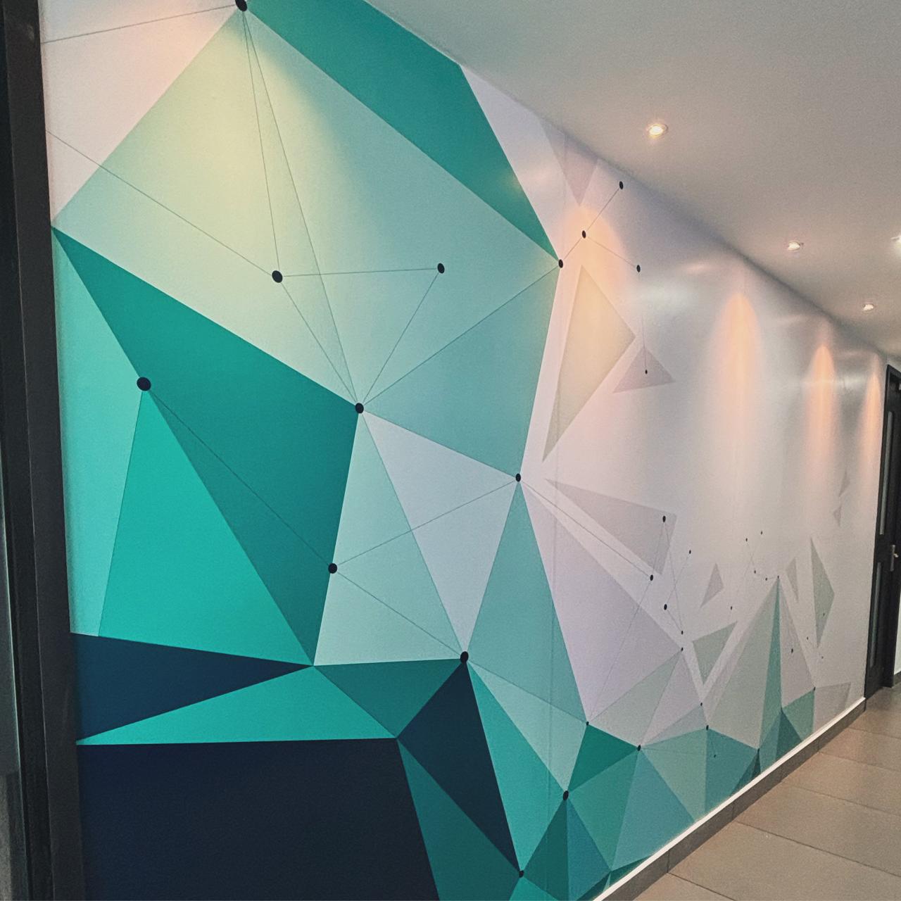 Geometric Wall Mural for Office
