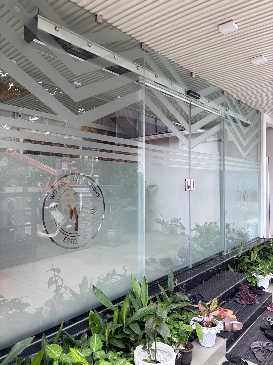 Modern office Entrance with Glass etching